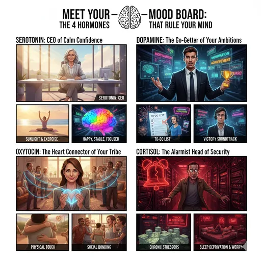 Understanding 4 harmones which affect your mental health. (Meet the 4 Chemical Bosses Who Secretly Run Your Mood)